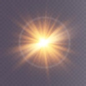 Golden star, on a transparent background, the effect of glow and rays of light Stock Illustration