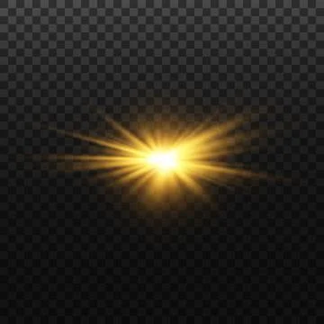 Golden star, on a transparent background, the effect of glow and rays of light Stock Illustration