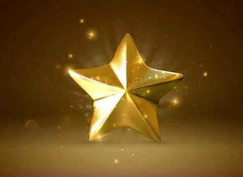 Golden star. Vector realistic 3d illustration. Stock Illustration