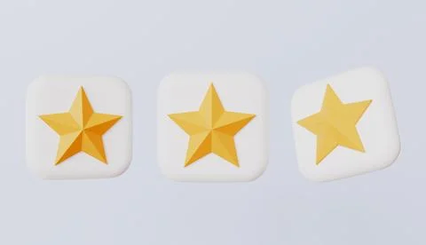 Golden star with white circle 3d illustration Stock Illustration