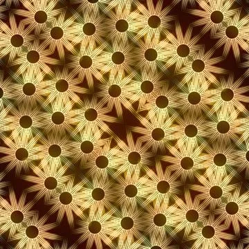 Golden Starburst Tiled Pattern 3D Texture イラスト素材