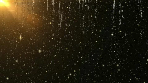 Golden starry sky with falling particles with video dark background filled Stockbeeldmateriaal 345111387