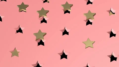 Golden Stars on Pink Background. Loop Stock Footage 102729898