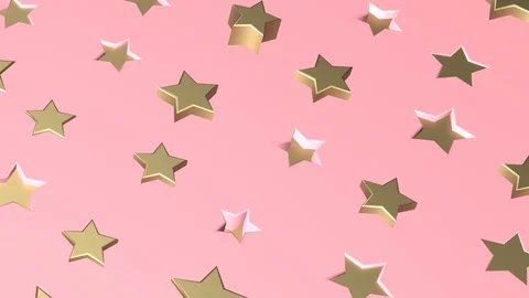 Golden Stars on Pink Background. Loop Video stock 102730101