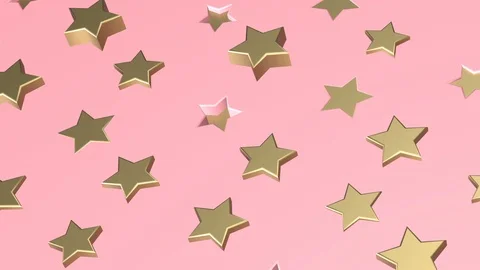 Golden Stars on Pink Background. Loop Video stock 102730108