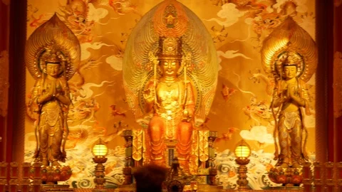Golden Statue of Buddha Stock Footage 106711135