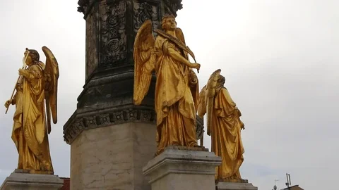 Golden statues of angels Stock Footage 87137139