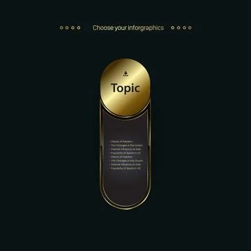 A golden Steps buttons web design on dark background, One premium Chart Infog Stock Illustration