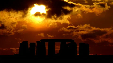 Golden Stonehenge Stock Footage