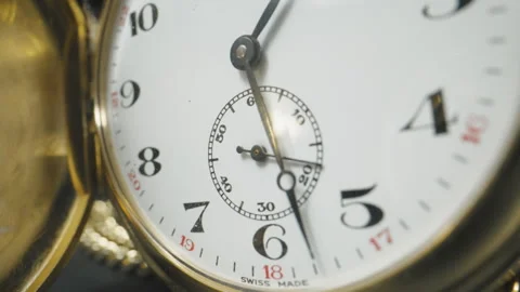 Golden stopwatch macro shot of the second hands ticking. Stock Footage 342882677