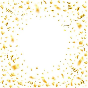 Golden Streamer and Confetti Frame Stock Illustration