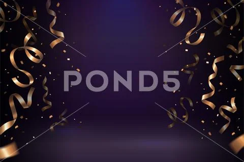 Golden streamer confetti Stock Illustration