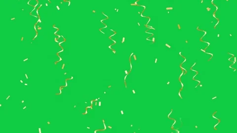 Golden Streamers Falling in a Loop on Green Screen Background Stock Footage 339302010