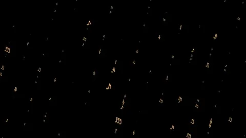 Golden streams of flying notes at an angle. musical background. seamless loop. Stock Footage 84290758