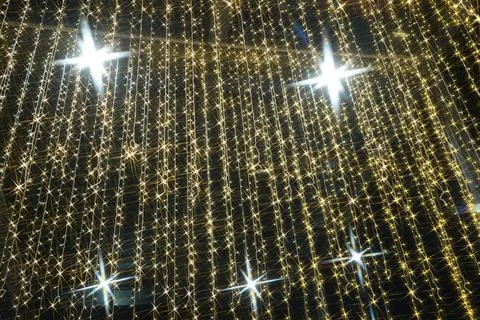 Golden String Lights Background Festive Celebration Sparkle Stock Photos