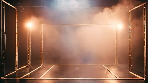 Golden structures forming a horizontal rectangular frame around a light smo.. Stock Footage 273954730