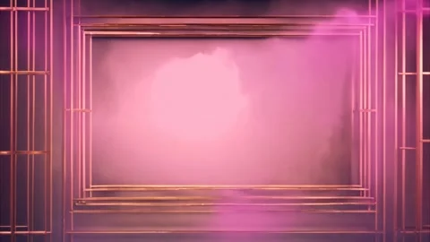 Golden structures framing the levels on a dark background, pink smoke appea.. Stock Footage 273954229