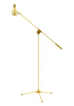Golden studio microphone isolated on white background Stock Illustration