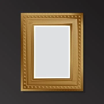 In golden style, empty Frame on a black background. Flat style. 스톡 일러스트