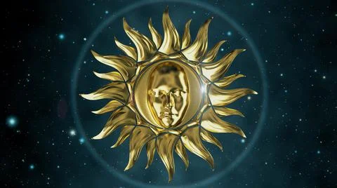 The golden sun. 3D render Stock Illustration