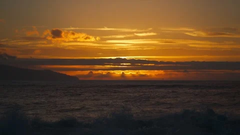 Golden Sun Rays Breaking Through Clouds Over Ocean Horizon Stock Footage 337943255