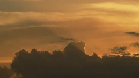 Golden Sun Rays Breaking Through Dramatic Sunset Clouds Stock Footage 341375118