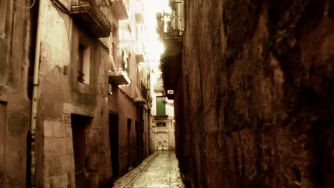 Golden Sun rays in an old Roman alley Stock-Footage 70287367