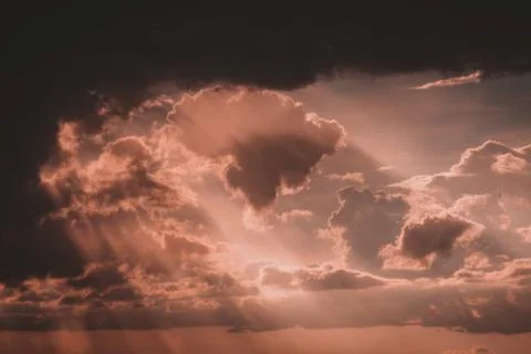 Golden Sun Rays Through Clouds Over Zambezi River Stock Photos