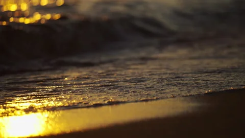 Golden sun reflected on the waves Stock Footage 213017394