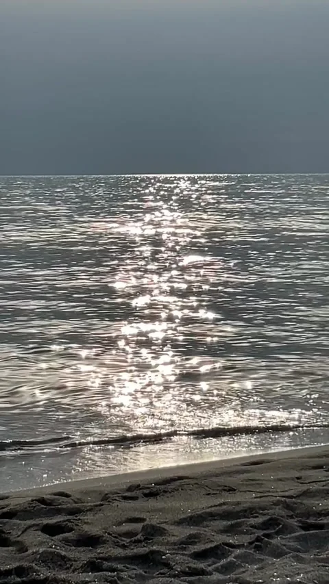 Golden sun reflection on sparkling sea water background. Stock Footage 343638402