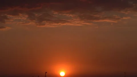 Golden Sun Setting Behind Soft Clouds Horizon Stock Footage 341956123