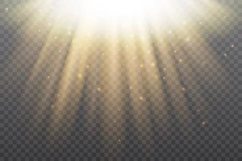 Golden sun shine, light effect, gold glory sunshine of sunbeams shining in Stock Illustration