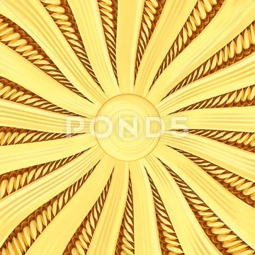 Golden sunburst background with rays and beams Stock Illustration
