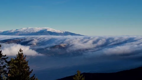 Golden Sunrise Over Rolling Clouds 4K Mountain Timelapse Stock Footage 302016995