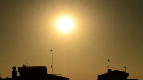 Golden sunrise supershinning sun Stock Footage