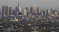 Golden Sunset Aerial View Los Angeles Downtown Skyline Corporate Skyscraper LA HD Footage