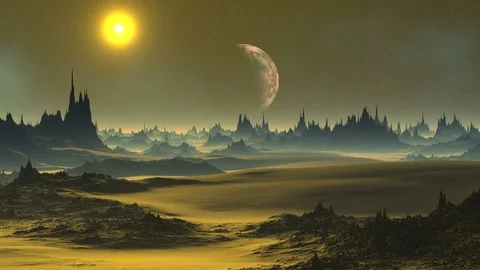 Golden Sunset On An Alien Planet 스톡 동영상 70860653