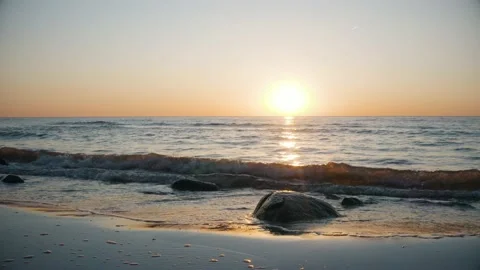 Golden sunset on a beach Stock Footage 238455612