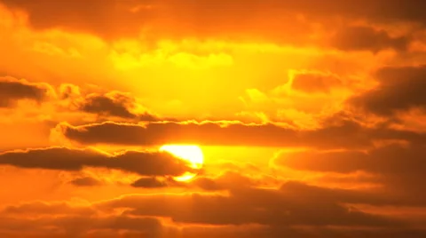 Golden Sunset Behind Clouds Stock Footage 3696020