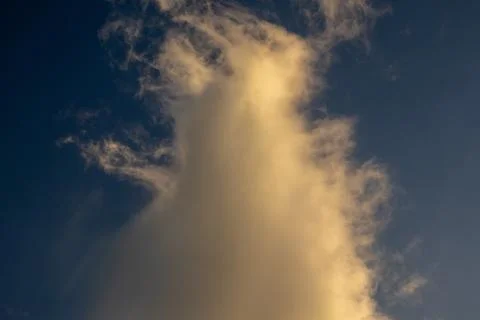 Golden Sunset Cloud Against Deep Blue Sky Fotos Stock