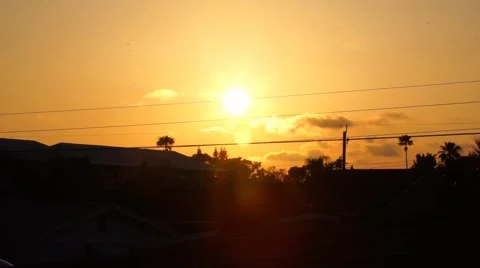 Golden Sunset With Clouds and Man on Roof Video stock 63115754