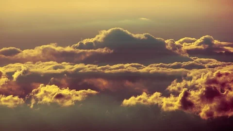 Golden sunset clouds shot from top of mountain in timelapse Stock Footage 89666728