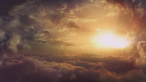 Golden sunset cloudscape. Flying above the clouds. High quality 4k footage Stock Footage 153459730