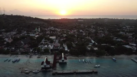 Golden sunset hover Stock Footage 329713584