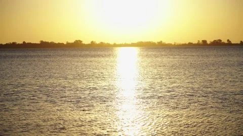 Golden sunset on the lake Video stock 164500613