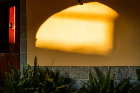Golden Sunset Light Reflection on a Wall in Guadalupe Stock Photos