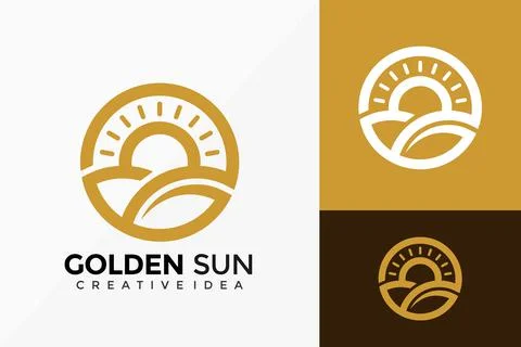 Golden Sunset Logo Vector Design. Abstract emblem, designs concept, logos, lo 스톡 일러스트