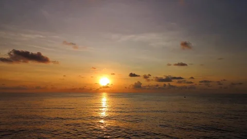 Golden Sunset in The Middle of The Ocean Stock Footage 100875388