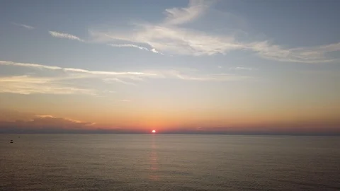 Golden Sunset in The Middle of The Ocean Stock Footage 111175625