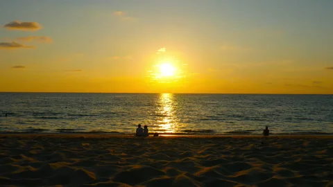 Golden sunset at the ocean Video stock 135849783